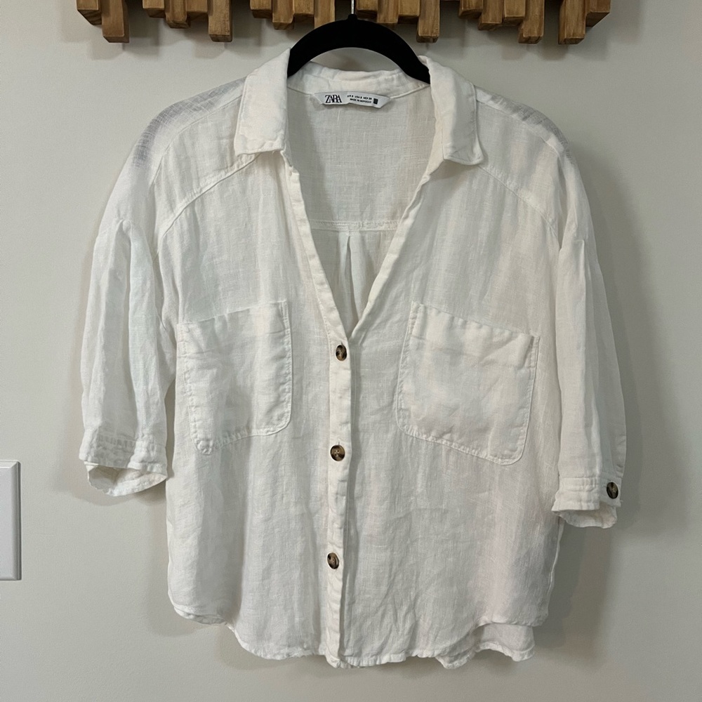 Zara Linen Cropped Top